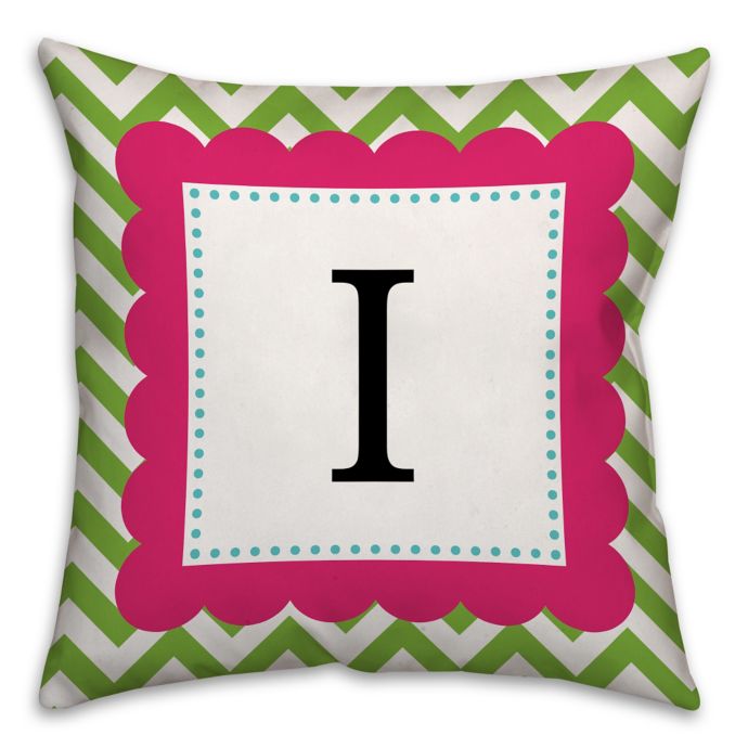 Chevron Frame 16 Inch Square Throw Pillow In In Pink Green Bed