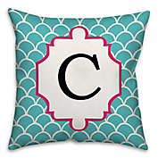 Scale Pattern 18-Square Throw Pillow in Cyan/Pink