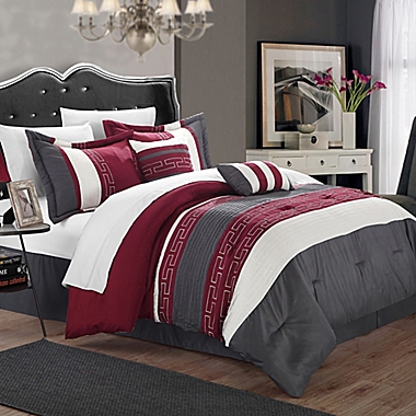 Chic Home Coralie 10-Piece Queen Comforter Set in Burgundy. View a larger version of this product image.