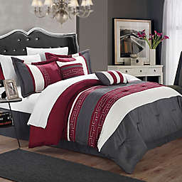 Chic Home Coralie 10-Piece Queen Comforter Set in Burgundy