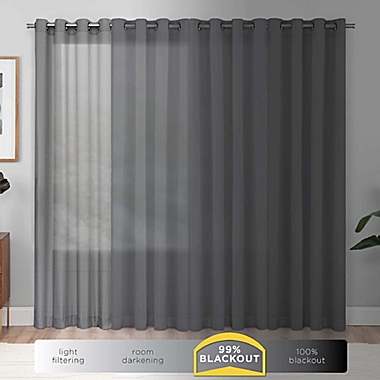 Eclipse Ronneby 63-Inch Grommet Blackout Window Curtain Panel in Black (Single). View a larger version of this product image.
