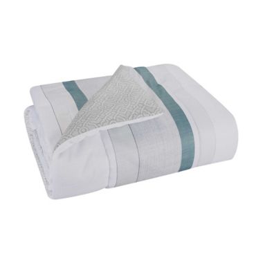 Waverly&reg; Forever Stripe 10-Piece King Comforter Set in Blue. View a larger version of this product image.