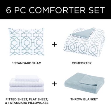 Stratford 6-Piece Twin/Twin XL Comforter Set in Aqua. View a larger version of this product image.