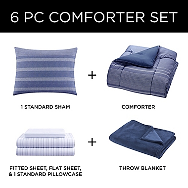 Liam 6-Piece Twin/Twin XL Comforter Set in Navy. View a larger version of this product image.