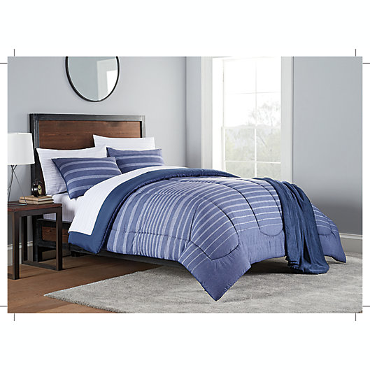 Liam 8 Piece Comforter Set In Navy, Bed Bath And Beyond Twin Falls