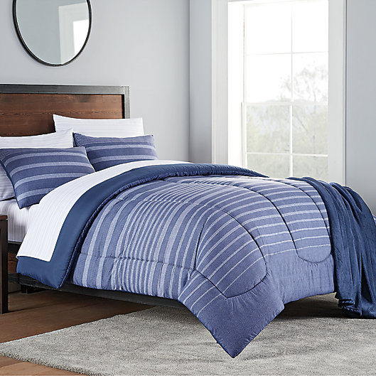 Alternate image 1 for Liam 8-Piece California King Comforter Set in Navy