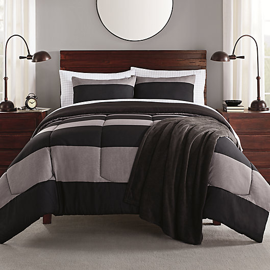King Size Comforter Set 8 Pieces Black Gray Bed in a Bag Soft Bedding Comfort 