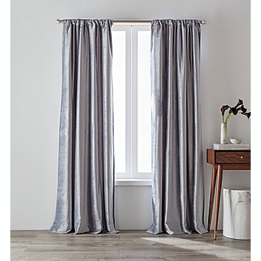 O&O by Olivia & Oliver&trade; 95-Inch Luster Velvet Curtain Panel in Blue (Single). View a larger version of this product image.