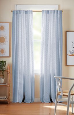 Clipped voile voile jacquard window curtain panel drape with attached double valance and taffeta backing Light GRACE 2pcs set Each pc 54 inches wide x 84 inches drop valance. Coral