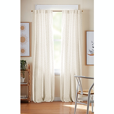 Penelope Cotton Blend Burnout Sheer Grommet Window Curtain Panel Pairs White 