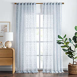 Wild Sage™ Aveline 108-Inch Rod Pocket Sheer Curtain Panel in Blue Fog (Single)