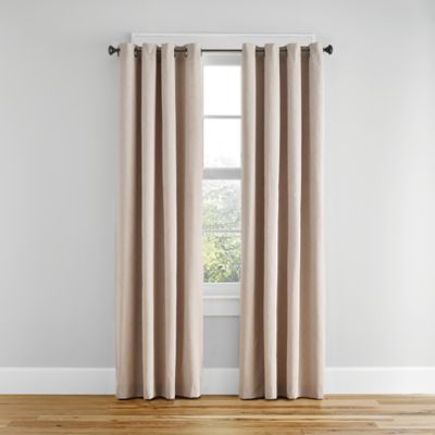 Simply Essential&trade; Woven Honeycomb 63-Inch Grommet Light Filtering Curtain in Linen (Single)