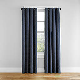 Simply Essential™ Woven Honeycomb 95-Inch Grommet Light Filtering Curtain in Navy (Single)