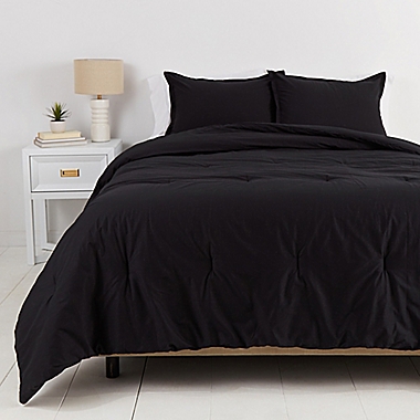 Simply Essential&trade; Garment Washed 2-Piece Twin/Twin XL Comforter Set in Tuxedo Black. View a larger version of this product image.