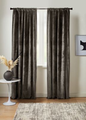 Studio 3B&trade; Velvet 108-Inch Room Darkening Window Curtain Panel in Dark Charcoal (Single)