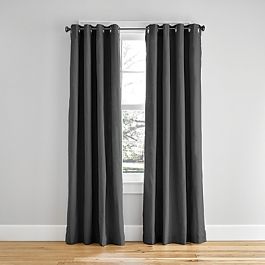 Simply Essential&trade; Altura Windowpane 63-Inch Grommet Curtain Panel in Grey (Single). View a larger version of this product image.