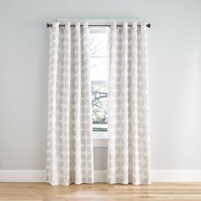 Simply Essential&trade; Mod Flower Grommeted 84-Inch Curtain Panel in White/Taupe (Single)