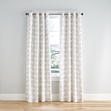 Simply Essential&trade; Mod Flower Grommeted 84-Inch Curtain Panel in White/Taupe (Single). View a larger version of this product image.