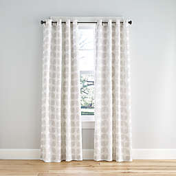 Simply Essential™ Mod Flower Grommeted 84-Inch Curtain Panel in White/Taupe (Single)