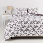 Alternate image 1 for Simply Essential&trade; Dotted Medallion 3-Piece Full/Queen Duvet Cover Set in White/Grey