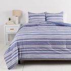Alternate image 1 for Simply Essential&trade; Broken Stripe 3-Piece Full/Queen Duvet Cover Set in Navy/Grey