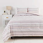 Alternate image 1 for Simply Essential&trade; Broken Stripe 3-Piece Full/Queen Duvet Cover Set in Pink/Grey