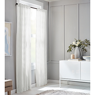 Everhome&trade; Blanche Vertical Texture 95-Inch Light Filtering Curtain Panel in White (Single). View a larger version of this product image.