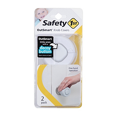 Safety 1st&reg; OutSmart&trade; 2-Pack Knob Covers With Decoy Button in White. View a larger version of this product image.