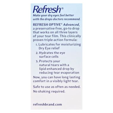 Refresh Optive&reg; Advanced 30-Count Lubricant Eye Drops. View a larger version of this product image.