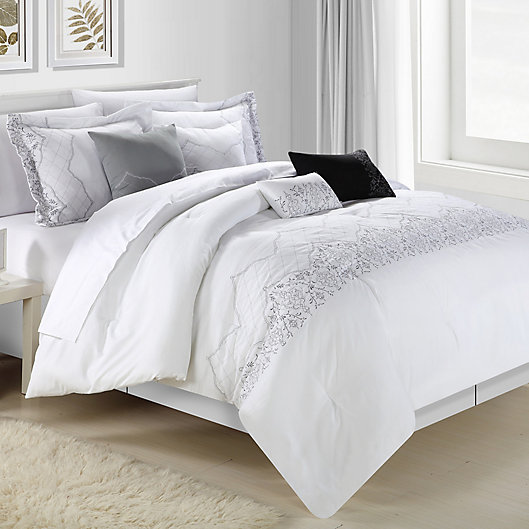 Alternate image 1 for Chic Home Gracia 8-Piece Comforter Set in White