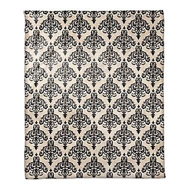 Damask Throw Blanket in Black/Ivory. View a larger version of this product image.