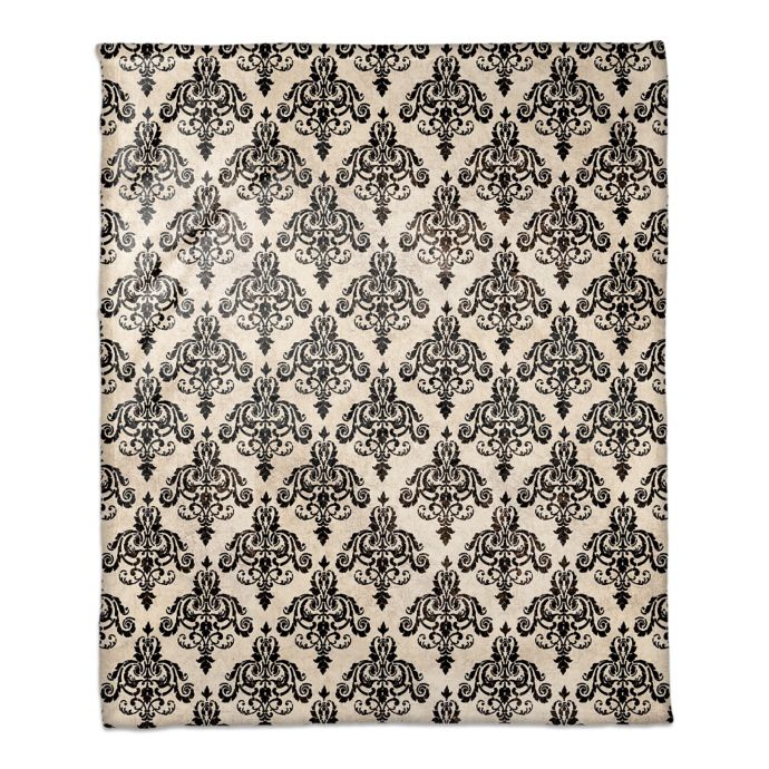 Damask Throw Blanket in Black/Ivory Bed Bath and Beyond Canada