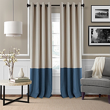 Elrene Braiden 84-Inch Grommet Color Block Room-Darkening Window Curtain Panel in Navy (Single). View a larger version of this product image.