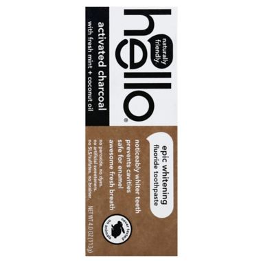 Hello&reg; 4 oz. Activated Charcoal Whitening Fluoride Toothpaste in Mint/Coconut Oil. View a larger version of this product image.