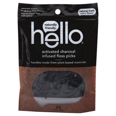 Hello 80-Count Activated Charcoal-Infused Floss Picks in Mint