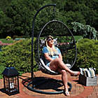 Alternate image 7 for Sunnydaze Decor Caroline Wicker Hanging Egg Chair in Grey