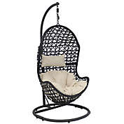 Sunnydaze Decor Cordelia Hanging Egg Chair with Beige Cushions