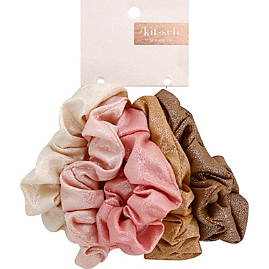 Kitsch 5-Pack Metallic Scrunchies in Blush/Mauve. View a larger version of this product image.
