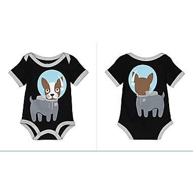 Doodle Pants&reg; Size 9M Space Dog Bodysuit in Black. View a larger version of this product image.