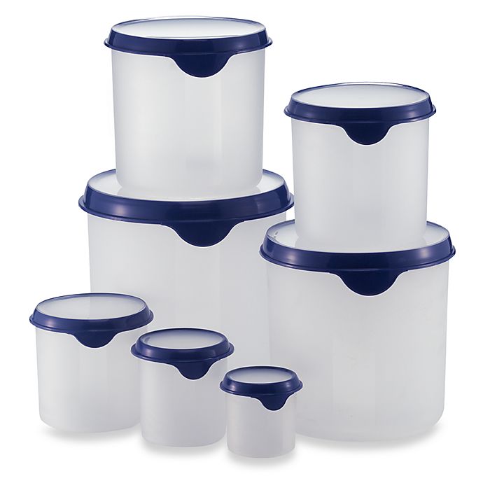 Round Plastic Storage Containers With Lids (Set of 7