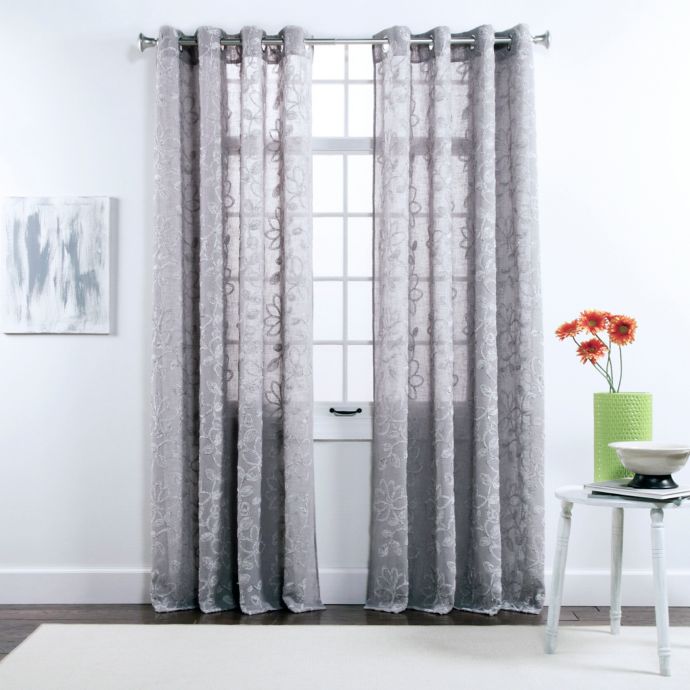 Twill Birch Darcy 84 Inch Grommet Top Chenille Embroidered