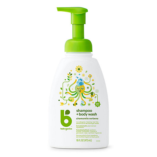 Alternate image 1 for Babyganics® 16 oz. Foaming Shampoo + Body Wash in Chamomile and Verbena