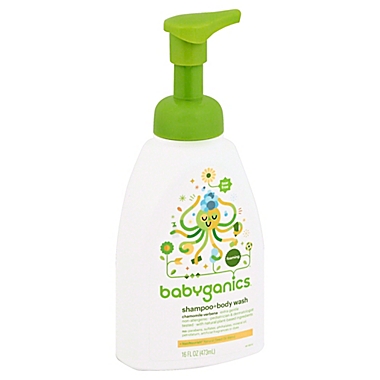 Babyganics&reg; 16 oz. Foaming Shampoo + Body Wash in Chamomile and Verbena. View a larger version of this product image.