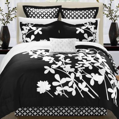 Chic Home Sire 11-Piece Reversible Queen Comforter Set in Black