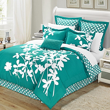 Chic Home Sire 11-Piece Reversible Queen Comforter Set in Turquoise. View a larger version of this product image.