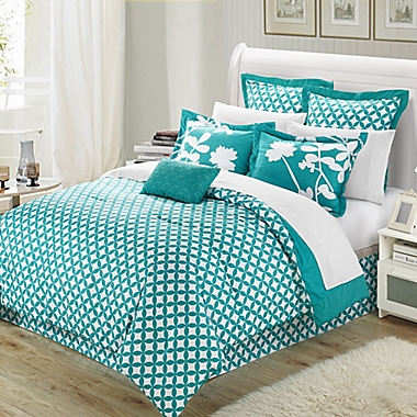 Chic Home Sire 11-Piece Reversible Queen Comforter Set in Turquoise. View a larger version of this product image.