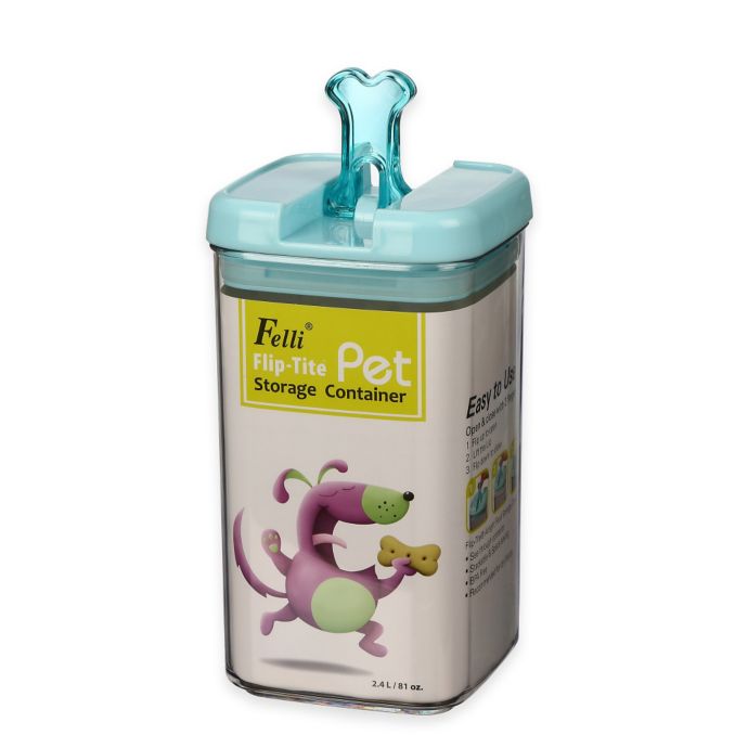 FlipTite Bone Square Food Storage Canister in Clear/Blue Bed Bath