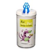 Flip-Tite Paw Round Food Storage Canister in Clear/Blue