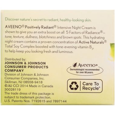 Aveeno&reg; Positively Radiant&reg; 1.7 oz. Night Cream. View a larger version of this product image.