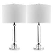 Safavieh Deco Column Crystal Table Lamps with Linen Drum Shades (Set of 2)